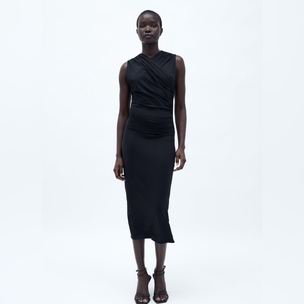 NWT Zara draped midi dress.